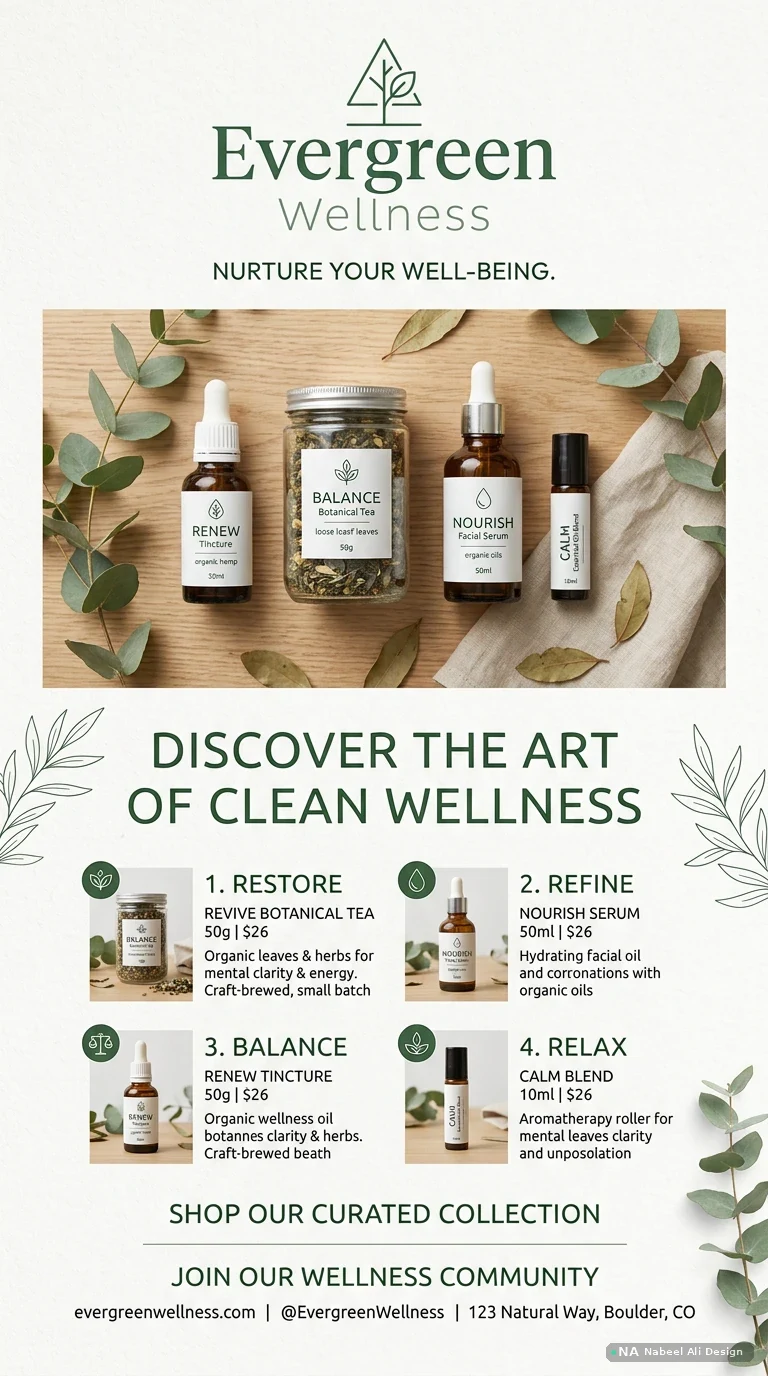 Evergreen Wellness — Advertising & Print concept design by Nabeel Ali
