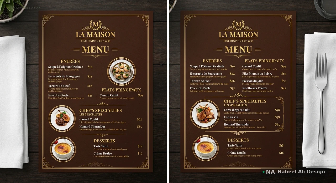 La Maison — Restaurant Menu — Advertising & Print concept design by Nabeel Ali
