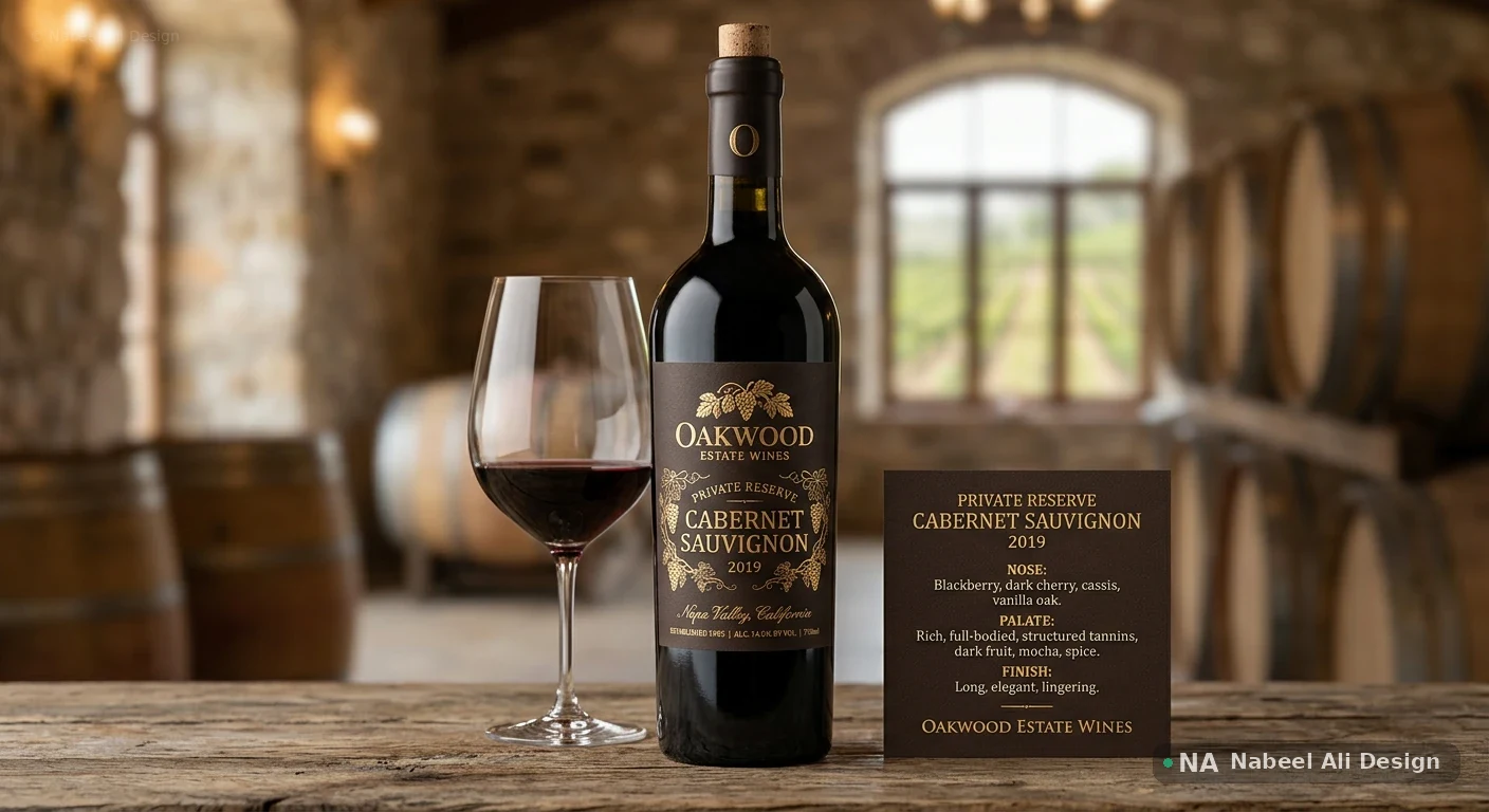 Oakwood Estate — Wine Branding — Advertising & Print concept design by Nabeel Ali