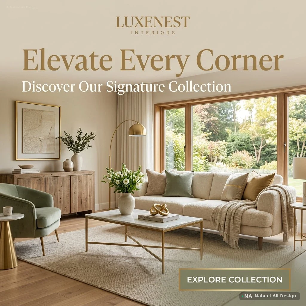 LuxeNest Interiors — Social Media concept design by Nabeel Ali