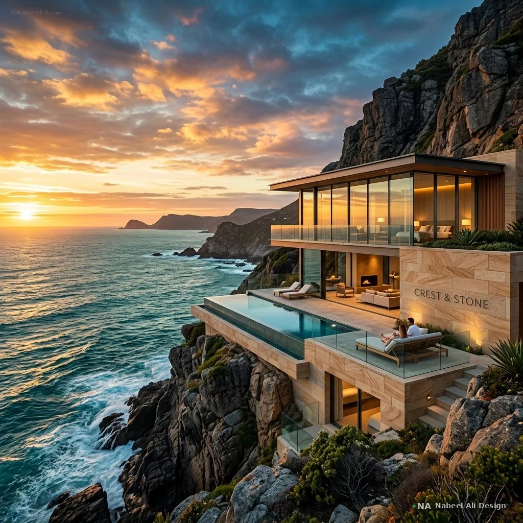 Crest & Stone — luxury residence photo composite
