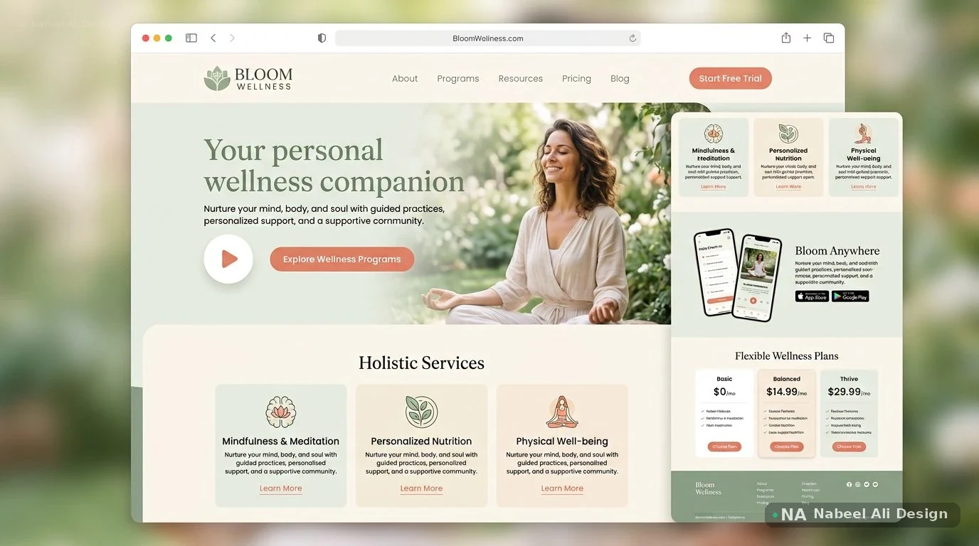 Bloom Wellness — Website Design concept design by Nabeel Ali