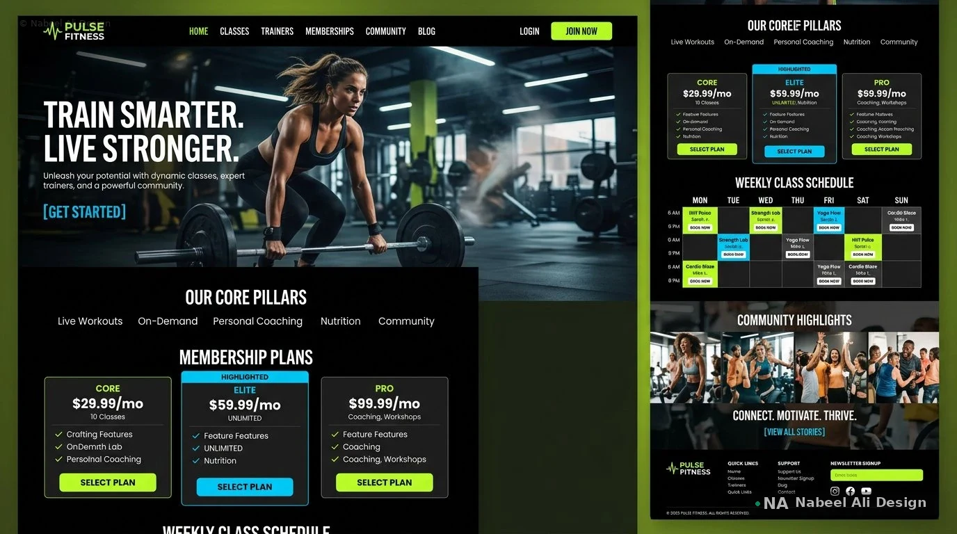 Pulse Fitness — Website Design concept design by Nabeel Ali