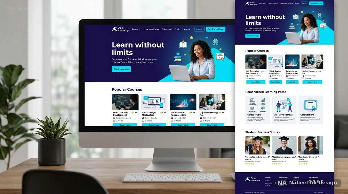 Apex Learning — Website Design concept design by Nabeel Ali