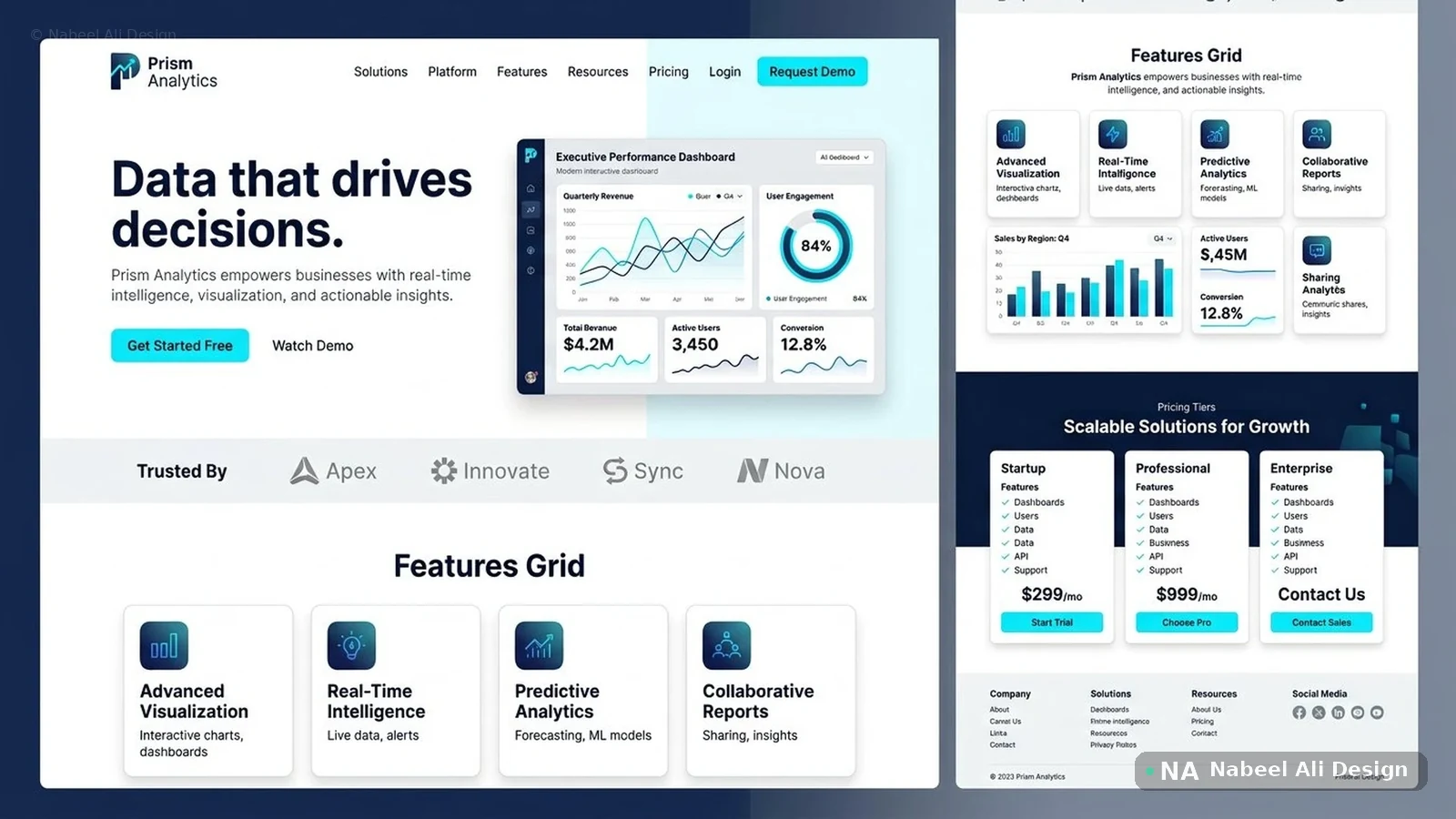 Prism Analytics — Website Design concept design by Nabeel Ali