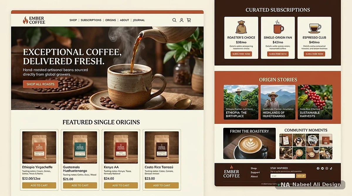 Ember Coffee — Website Design design by Nabeel Ali