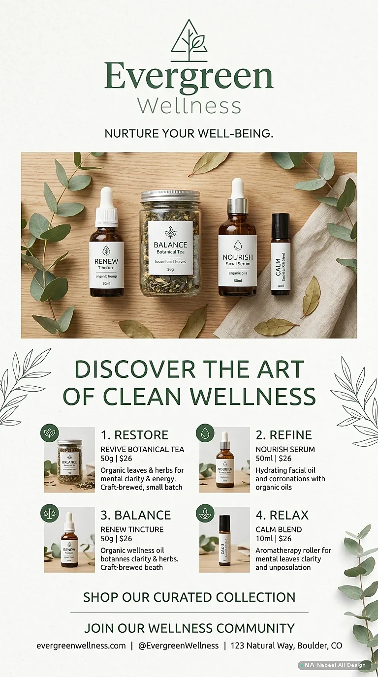 Evergreen Wellness — Advertising & Print design by Nabeel Ali