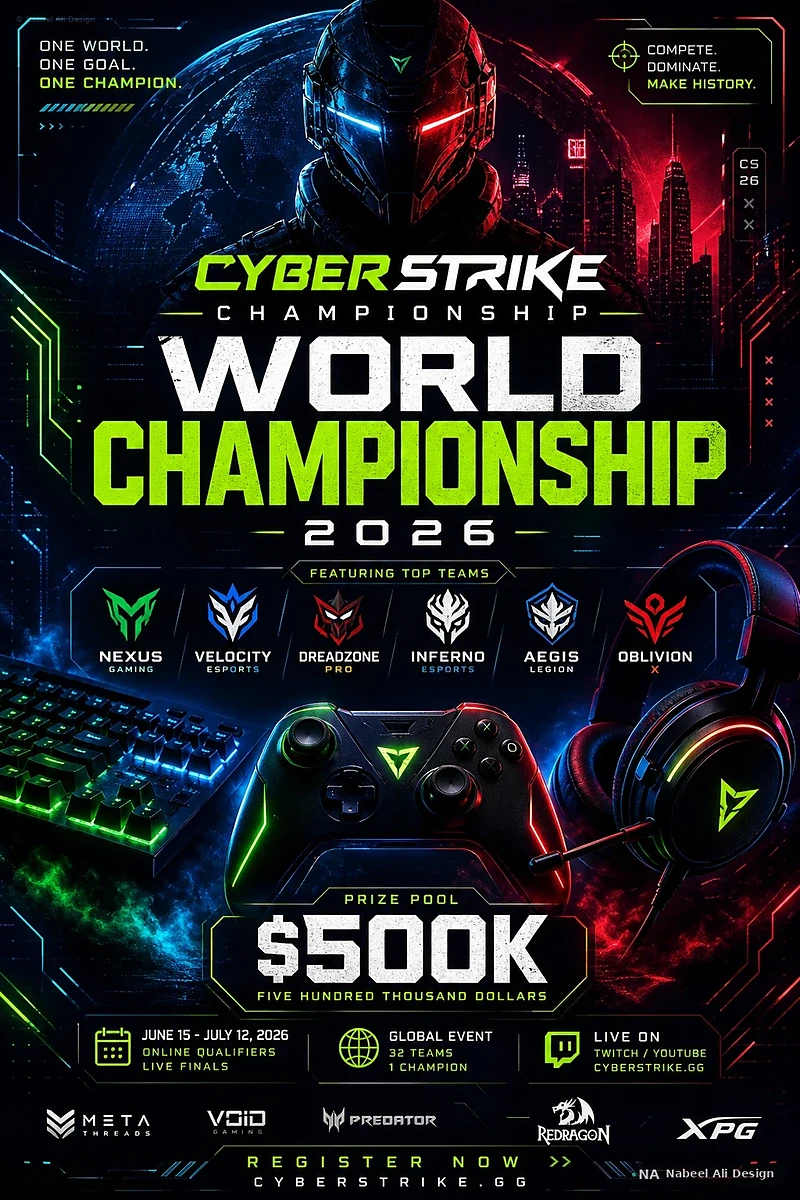 CyberStrike Championship — Advertising & Print design by Nabeel Ali