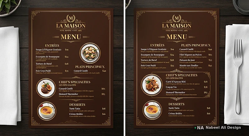 La Maison — Restaurant Menu — Advertising & Print design by Nabeel Ali