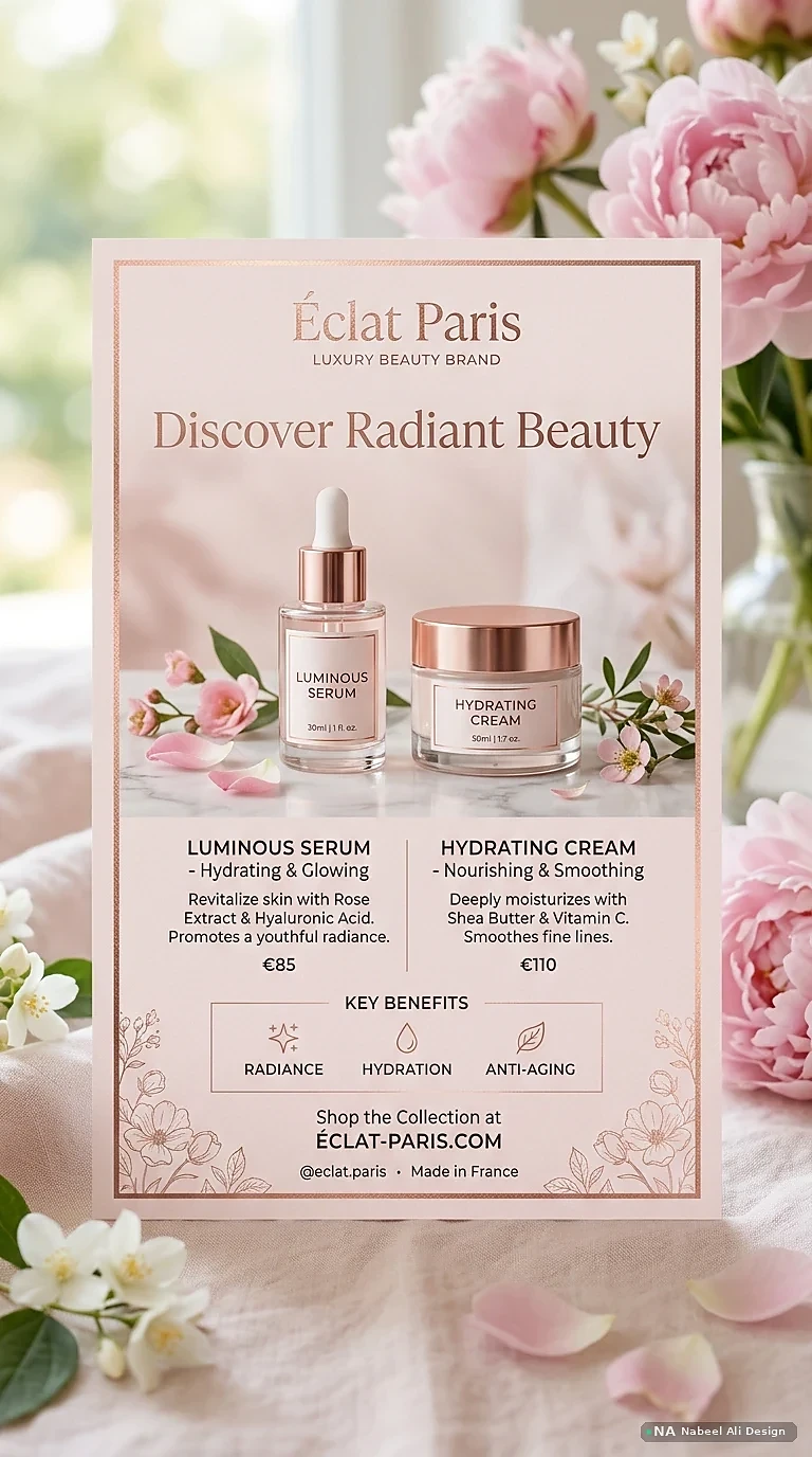 Éclat Paris — Skincare Ad — Advertising & Print design by Nabeel Ali