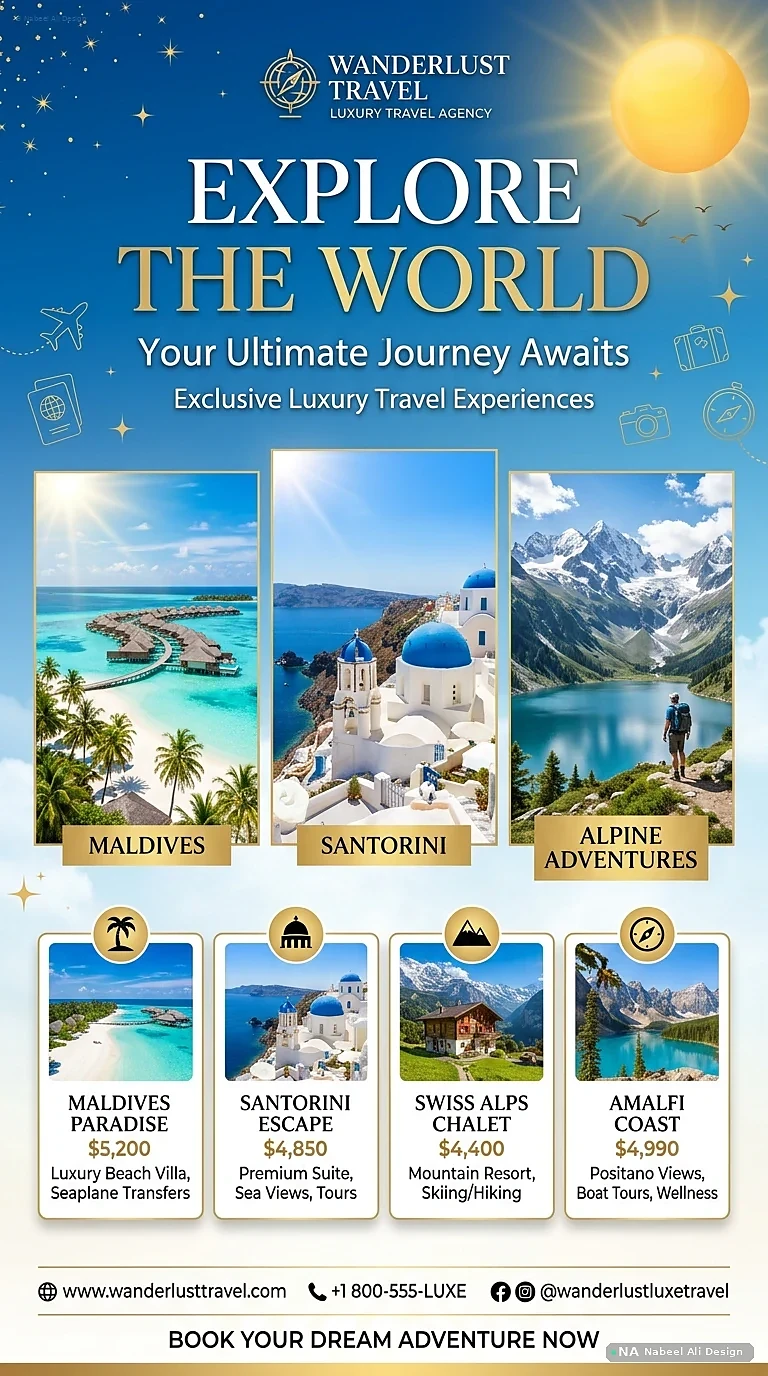 Wanderlust Travel — Flyer — Advertising & Print design by Nabeel Ali