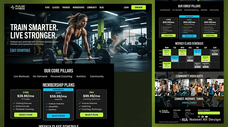 Pulse Fitness — Website Design design by Nabeel Ali